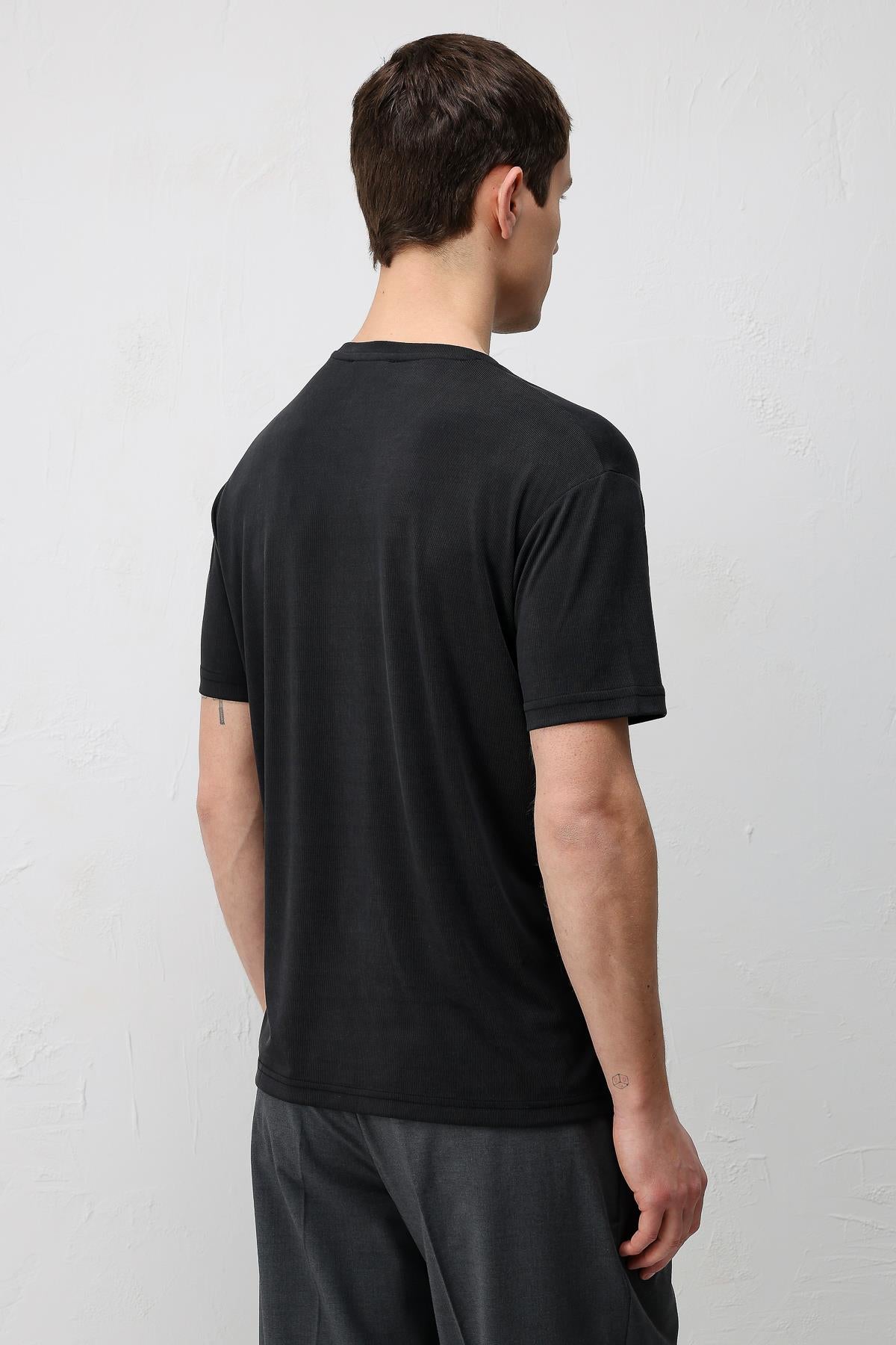 Antioch Siyah Premium Dokulu Erkek T-Shirt