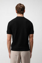 Antioch Siyah Premium Dokulu Erkek Triko T-Shirt