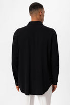 Antioch-Siyah Regular Fit Apaş Yaka Erkek Gömlek-Gömlek-6-Milagron.com