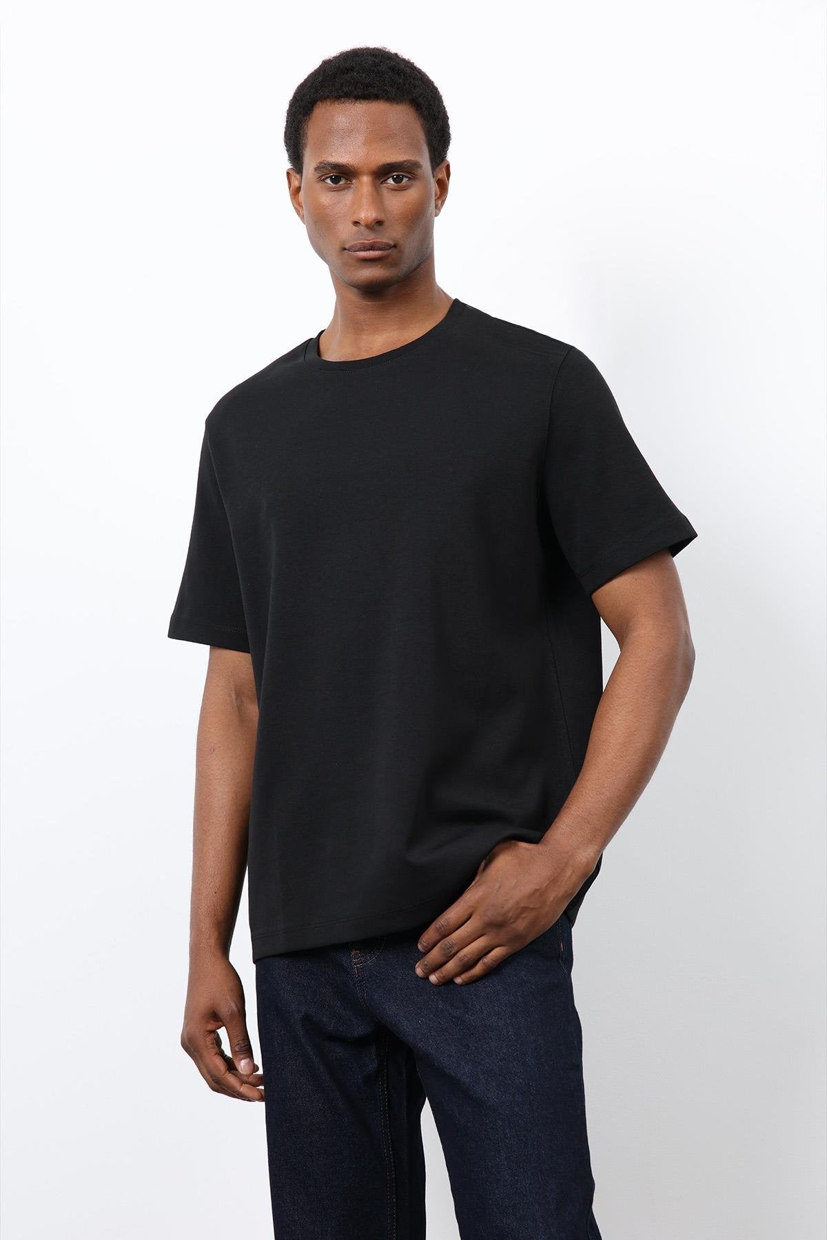 Antioch-Siyah Regular Fit Basic Erkek T Shirt-T-Shirt-2-Milagron.com