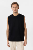 Antioch-Siyah Regular Fit Dokulu Erkek Kolsuz T Shirt-T-Shirts-1-Milagron.com