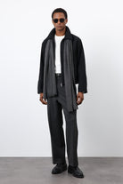 Antioch-Siyah Regular Fit Dokulu Erkek Mont-Mont-1-Milagron.com