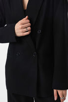 Antioch-Siyah Regular Fit Kruvaze Kadın Blazer Ceket-Blazer Ceket-4-Milagron.com