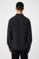 Antioch-Siyah Relax Fit Çizgili Erkek Gömlek-Gömlek-5-Milagron.com