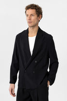 Antioch-Siyah Relax Fit Diagonel İnce Erkek Blazer Ceket-Blazer Ceket-4-Milagron.com