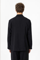 Antioch-Siyah Relax Fit Diagonel İnce Erkek Blazer Ceket-Blazer Ceket-6-Milagron.com