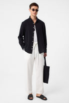 Antioch-Siyah Relax Fit Dokulu Erkek Gömlek-Gömlek-2-Milagron.com