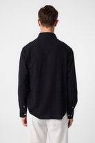 Antioch-Siyah Relax Fit Dokulu Erkek Gömlek-Gömlek-4-Milagron.com