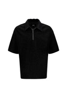 Antioch-Siyah Relax Fit Fermuarlı Polo Yaka Erkek T Shirt-T-Shirts-4-Milagron.com