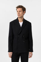 Antioch-Siyah Relax Fit Keten Karışımlı Erkek Blazer Ceket-Blazer Ceket-1-Milagron.com