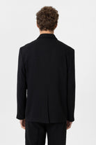 Antioch-Siyah Relax Fit Keten Karışımlı Erkek Blazer Ceket-Blazer Ceket-4-Milagron.com