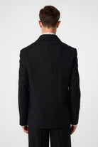 Antioch-Siyah Relax Fit Keten Karışımlı Erkek Blazer Ceket-Blazer Ceket-4-Milagron.com