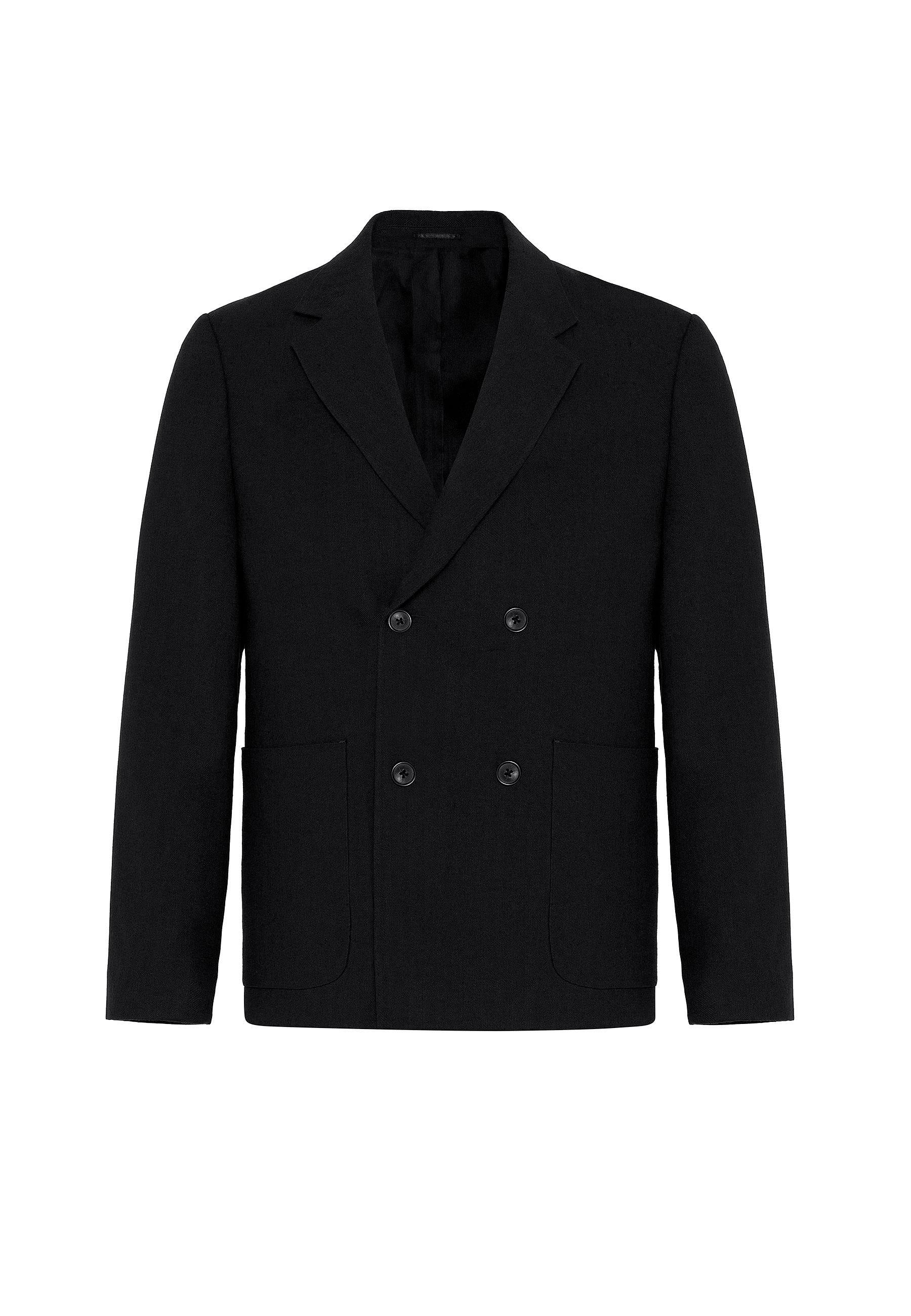 Antioch Siyah Relax Fit Keten Karışımlı Erkek Blazer Ceket