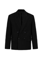 Antioch-Siyah Relax Fit Keten Karışımlı Erkek Blazer Ceket-Blazer Ceket-5-Milagron.com