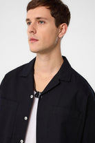Antioch-Siyah Relax Fit Kısa Erkek Gömlek-Gömlek-3-Milagron.com
