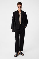 Antioch-Siyah Relax Fit Kruvaze Crop Erkek Blazer Ceket-Blazer Ceket-2-Milagron.com