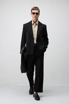 Antioch Siyah Relax Fit Kruvaze Erkek Blazer Ceket