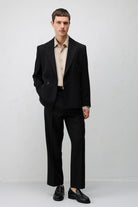 Antioch Siyah Relax Fit Kruvaze Erkek Blazer Ceket