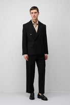 Antioch Siyah Relax Fit Kruvaze Erkek Blazer Ceket