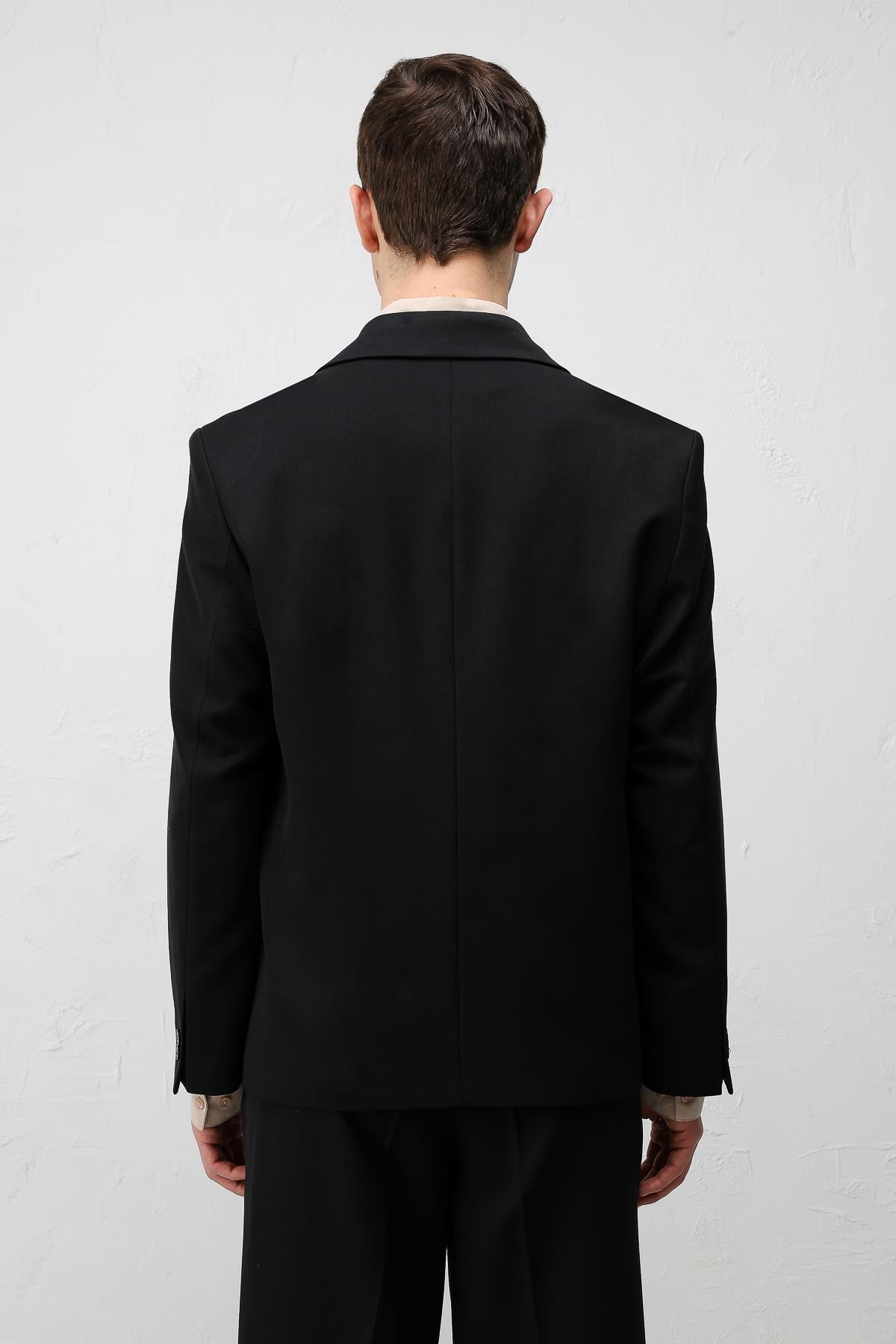Antioch Siyah Relax Fit Kruvaze Erkek Blazer Ceket