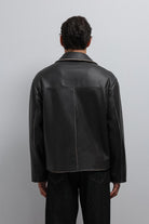 Antioch-Siyah Relax Fit Suni Deri Erkek Mont-Mont-5-Milagron.com