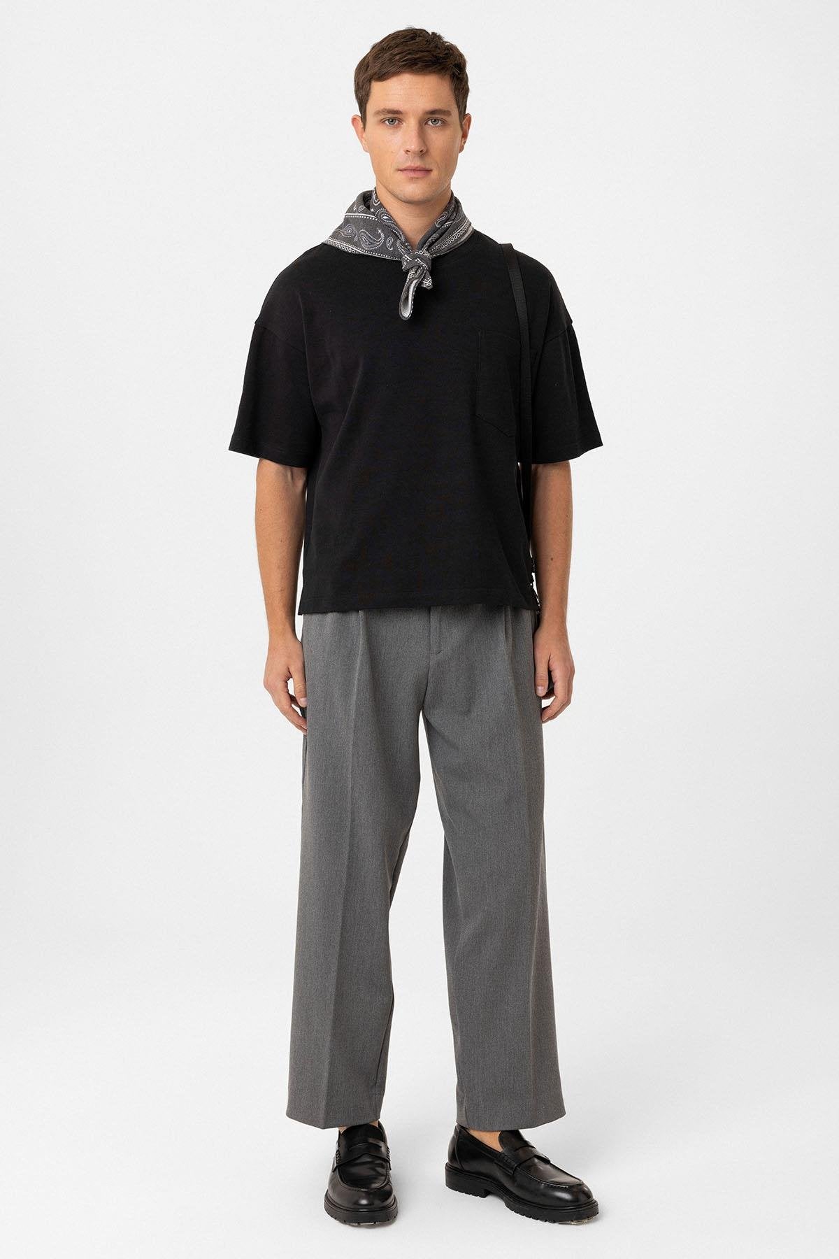 Antioch-Siyah Relaxed Basic Erkek T Shirt-T-Shirts-2-Milagron.com