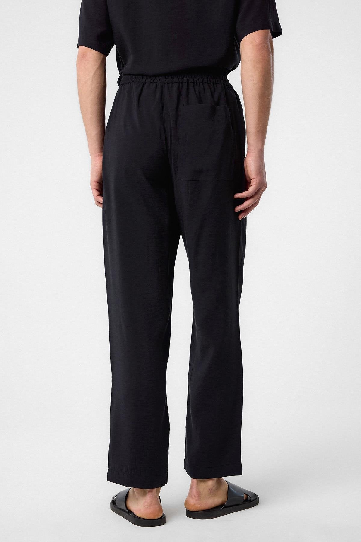 Antioch-Siyah Relaxed Erkek Jogger Pantolon-Kumaş Pantolon-4-Milagron.com