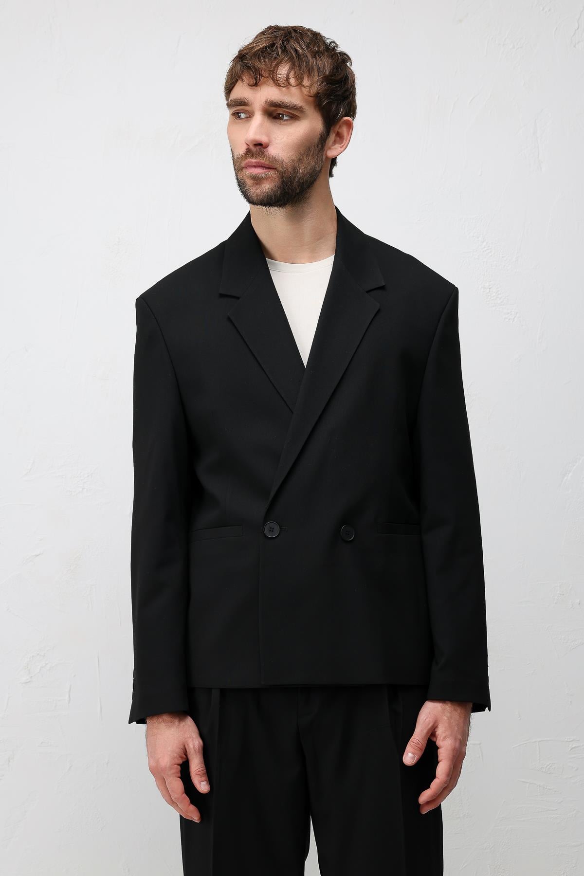 Antioch Siyah Relaxed Fit Erkek Blazer Ceket