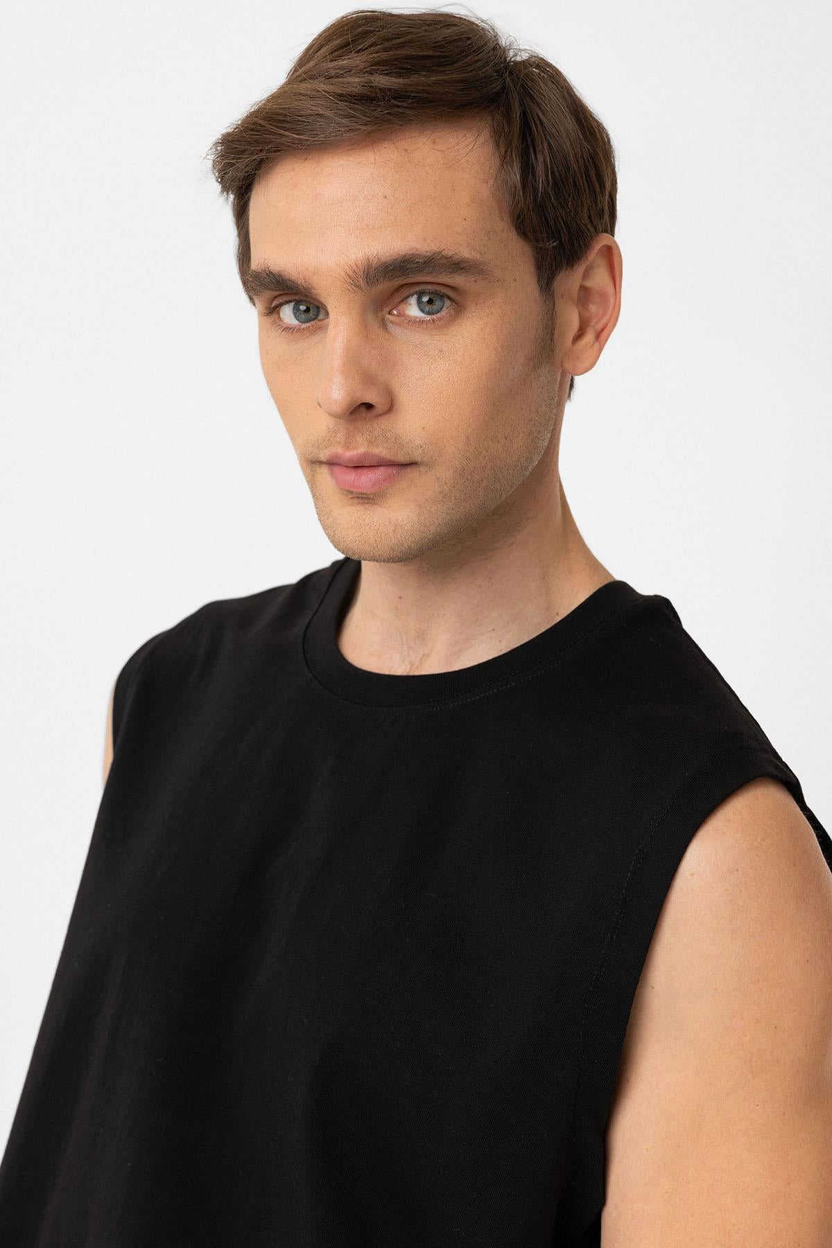 Antioch Siyah Relaxed Fit Erkek Kolsuz T-Shirt
