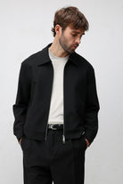 Antioch Siyah Relaxed Fit Fermuarlı Erkek Mont