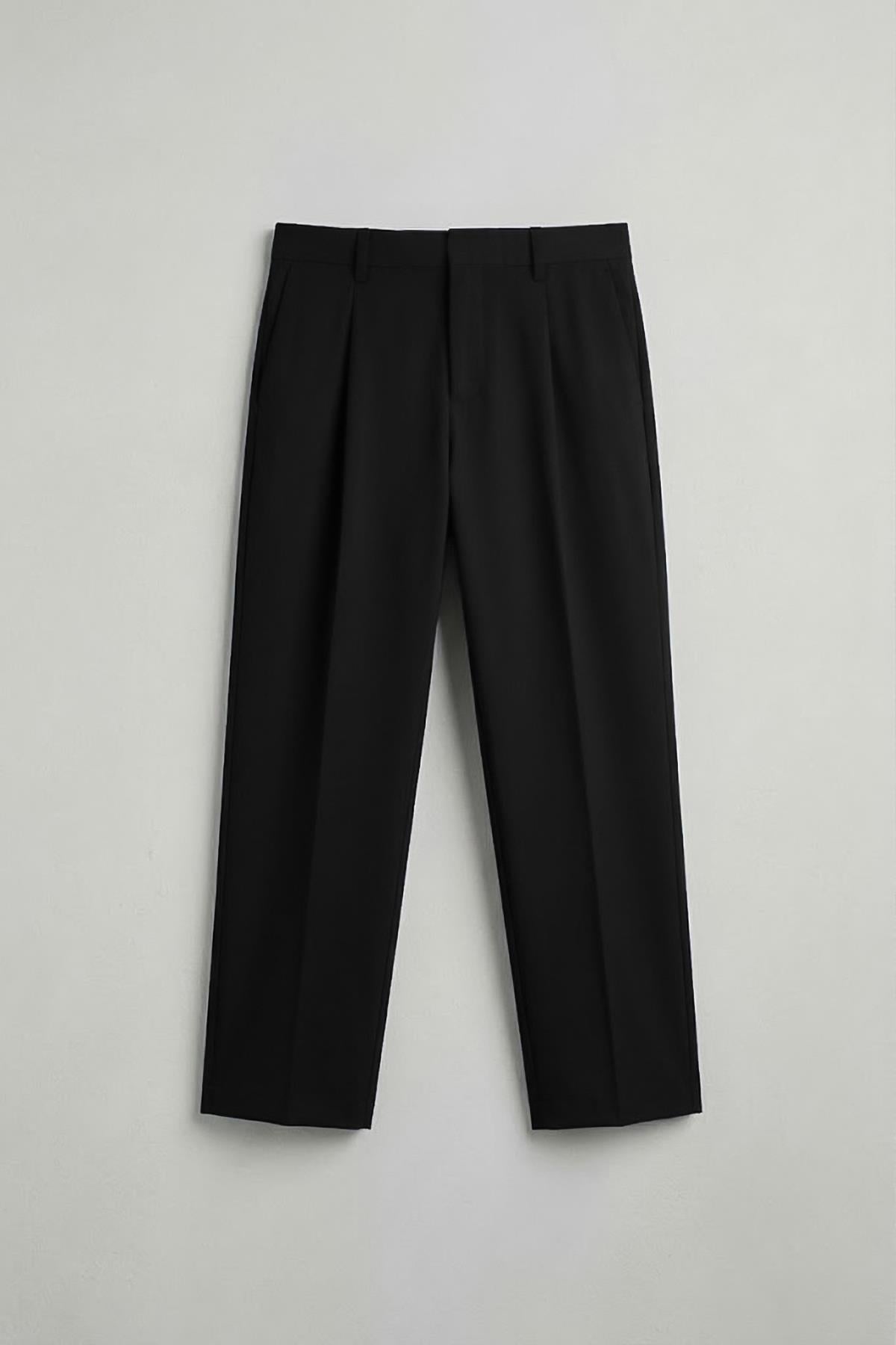 Antioch Siyah Relaxed Fit Pileli Erkek Pantolon