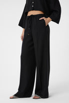 Antioch-Siyah Relaxed Kadın Pantolon-Kumaş Pantolon-1-Milagron.com