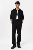 Antioch-Siyah Relaxed Kısa Kollu Erkek Gömlek-Gömlek-2-Milagron.com