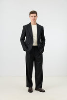 Antioch Siyah Relaxed Kruvaze Erkek Blazer Ceket