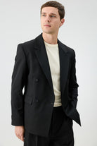 Antioch Siyah Relaxed Kruvaze Erkek Blazer Ceket