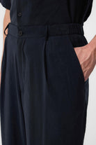 Antioch-Siyah Relaxed Modal Kumaş Yüksek Bel Erkek Pantolon-Kumaş Pantolon-3-Milagron.com