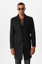 Antioch-Siyah Slim Fit Ceket Yaka Erkek Kaban-Kaban-1-Milagron.com