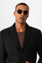 Antioch-Siyah Slim Fit Ceket Yaka Erkek Kaban-Kaban-4-Milagron.com