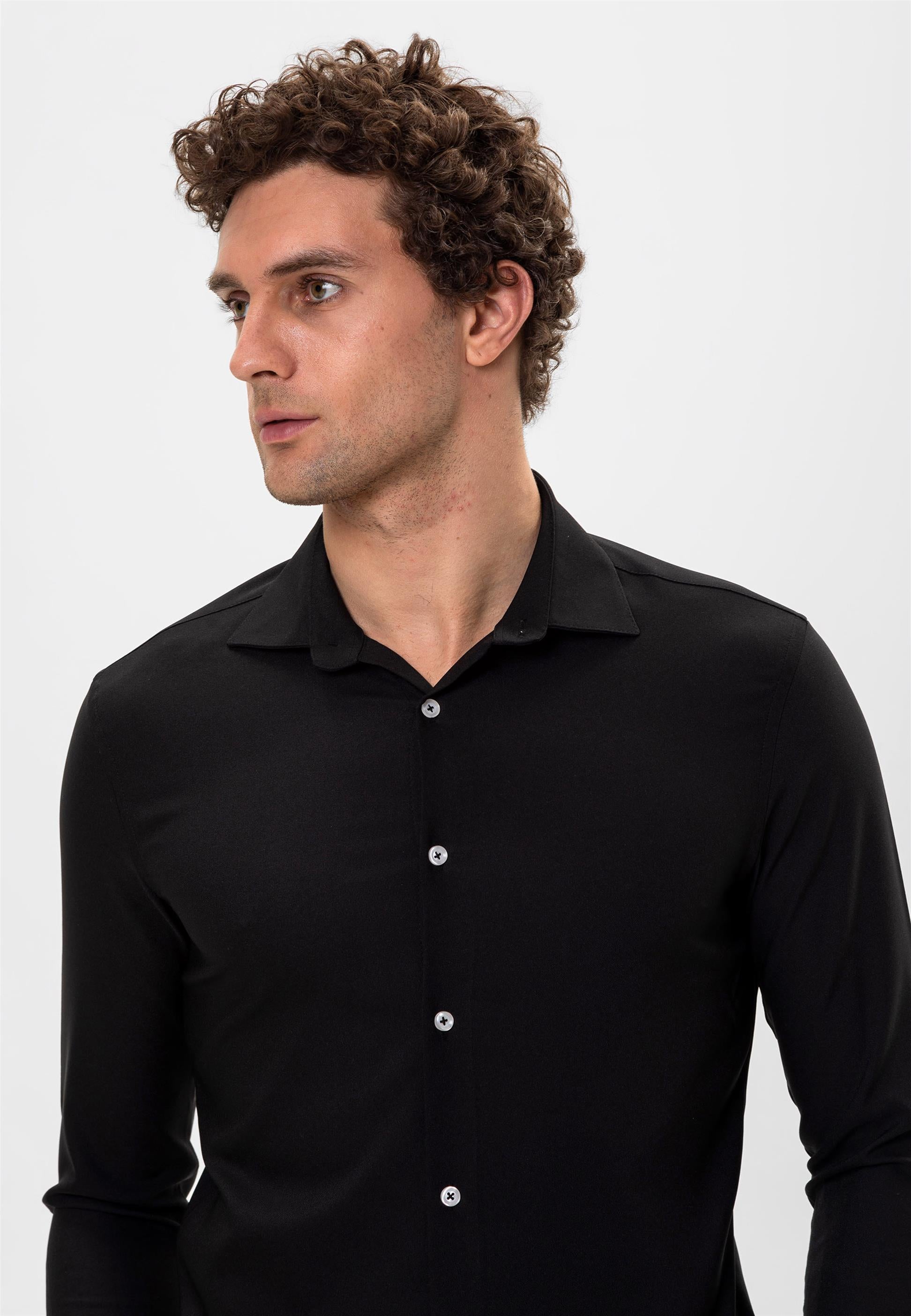 Antioch-Siyah Slim Fit Erkek Gömlek-Gömlek-5-Milagron.com
