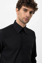 Antioch-Siyah Slim Fit Erkek Uzun Kollu Geniş Yaka Gömlek-Gömlek-5-Milagron.com