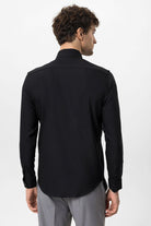 Antioch-Siyah Slim Fit Erkek Uzun Kollu Geniş Yaka Gömlek-Gömlek-6-Milagron.com