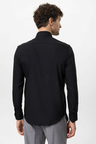 Antioch Siyah Slim Fit Erkek Uzun Kollu Geniş Yaka Gömlek