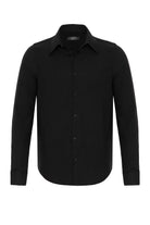 Antioch Siyah Slim Fit Erkek Uzun Kollu Geniş Yaka Gömlek