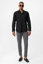 Antioch-Siyah Slim Fit Klasik Erkek Gömlek-Gömlek-2-Milagron.com