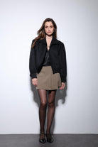 Antioch-Siyah Süet Görünümlü Bomber Kadın Ceket-Ceket-1-Milagron.com