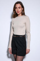 Antioch-Antioch Siyah Süet Görünümlü Pileli Kadın şort-Şort-5-Milagron.com