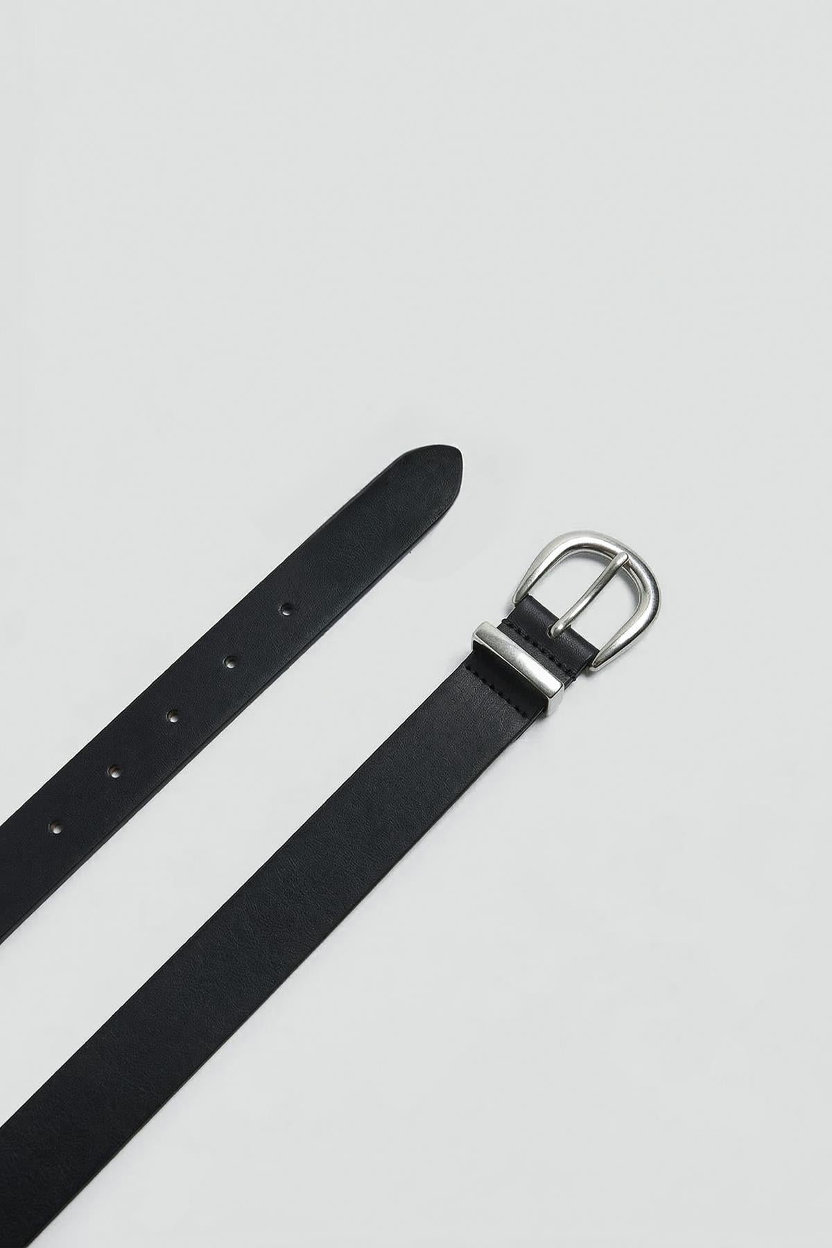 Antioch Siyah Suni Deri İnce Kadın Kemer