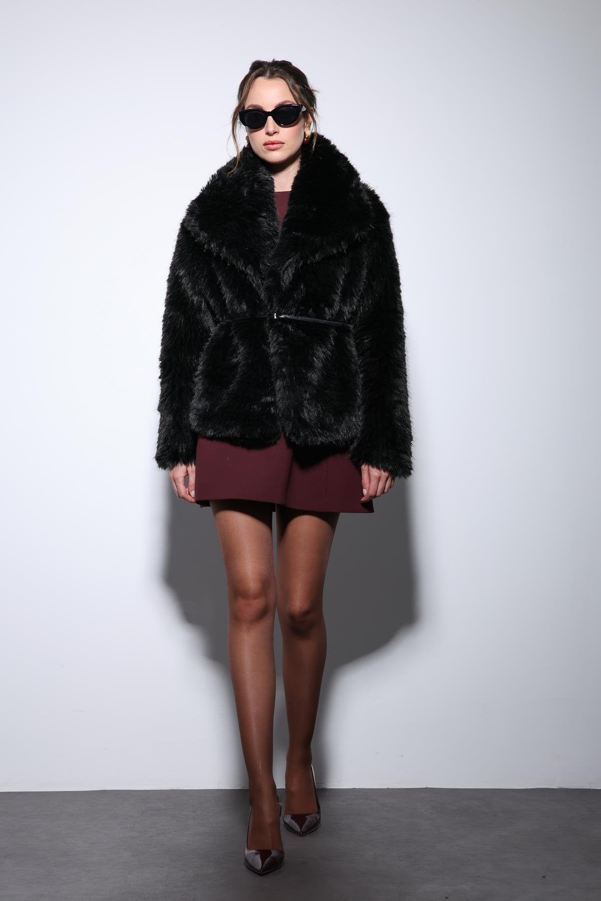 Antioch-Siyah Suni Kürk Kadın Ceket-Ceket-5-Milagron.com