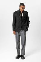 Antioch-Siyah Tek Düğme Kapama Relax Fit Erkek Ceket-Ceket-2-Milagron.com