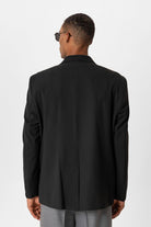Antioch-Siyah Tek Düğme Kapama Relax Fit Erkek Ceket-Ceket-5-Milagron.com